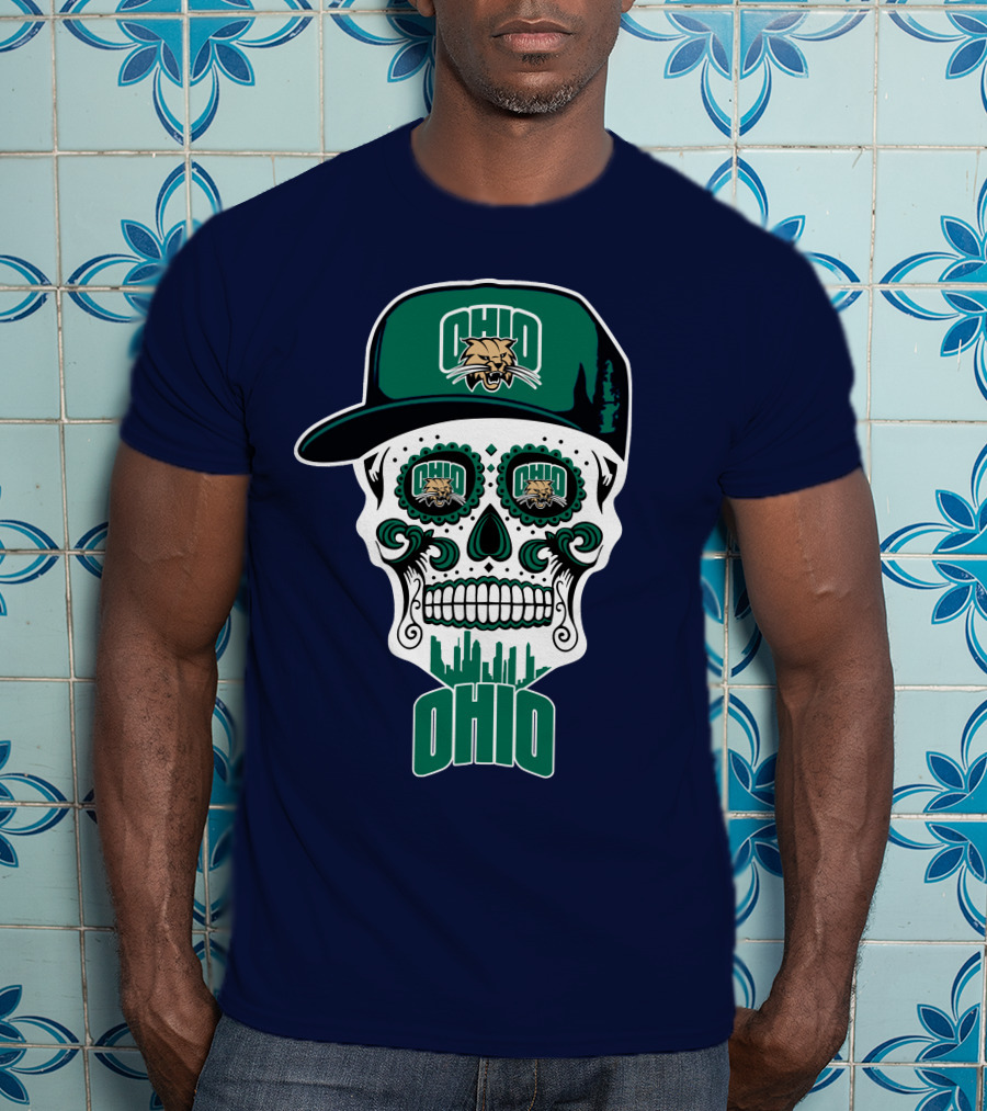 Ohio Bobcats Sugar Skull Urban Cap T-Shirt