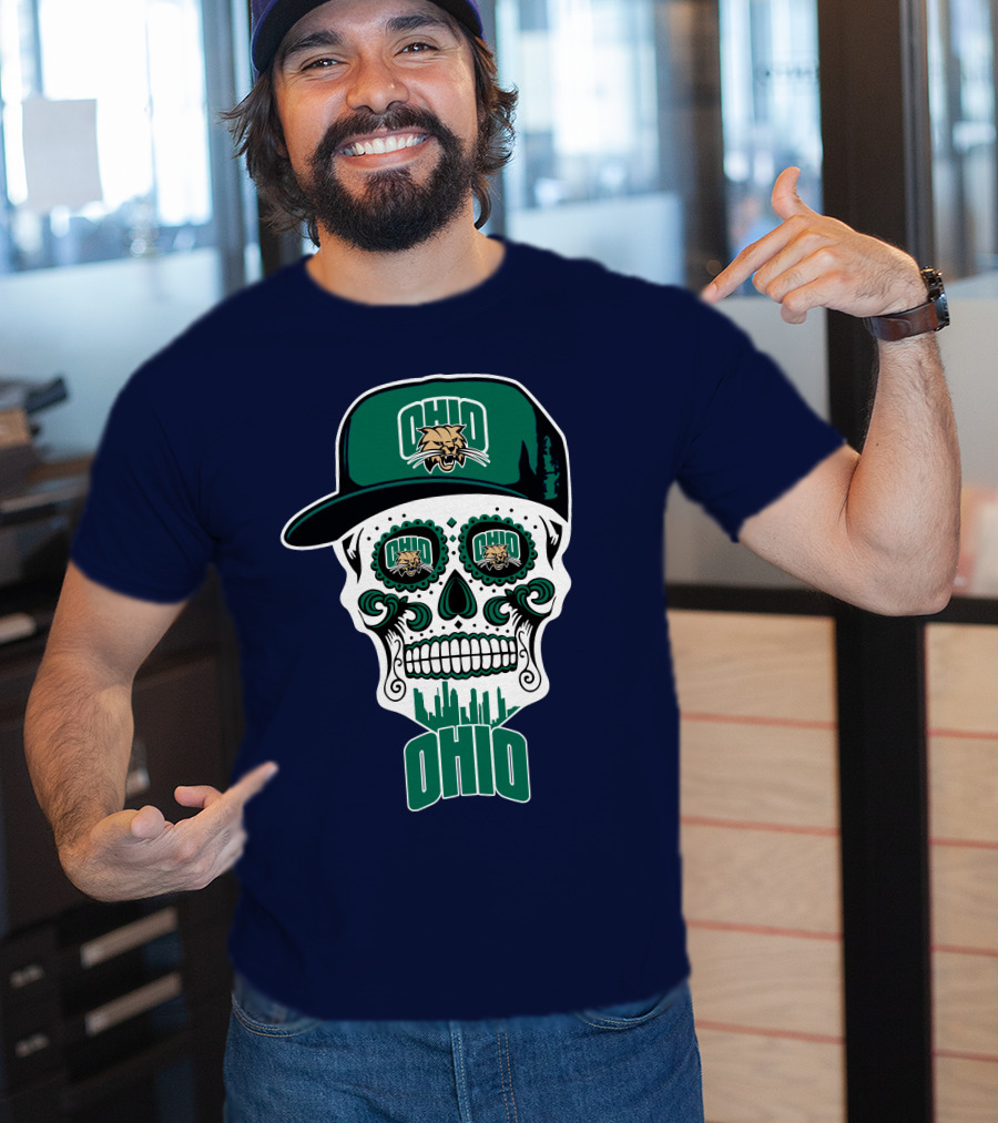 Ohio Bobcats Sugar Skull Urban Cap T-Shirt