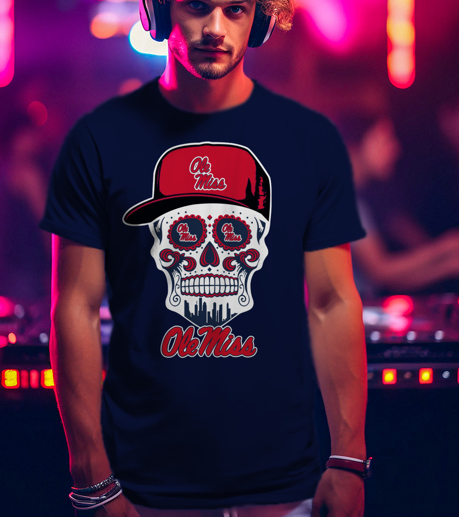 Ole Miss Sugar Skull Cap T-Shirt