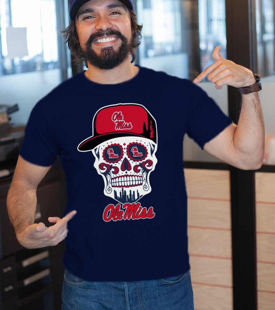 Ole Miss Sugar Skull Cap T-Shirt