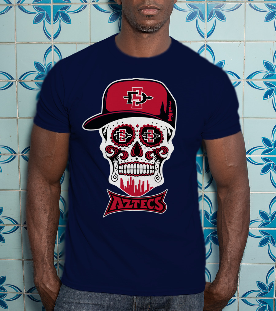 San Diego State Aztecs Skull Cap Icon With Sd Skyline T-Shirt