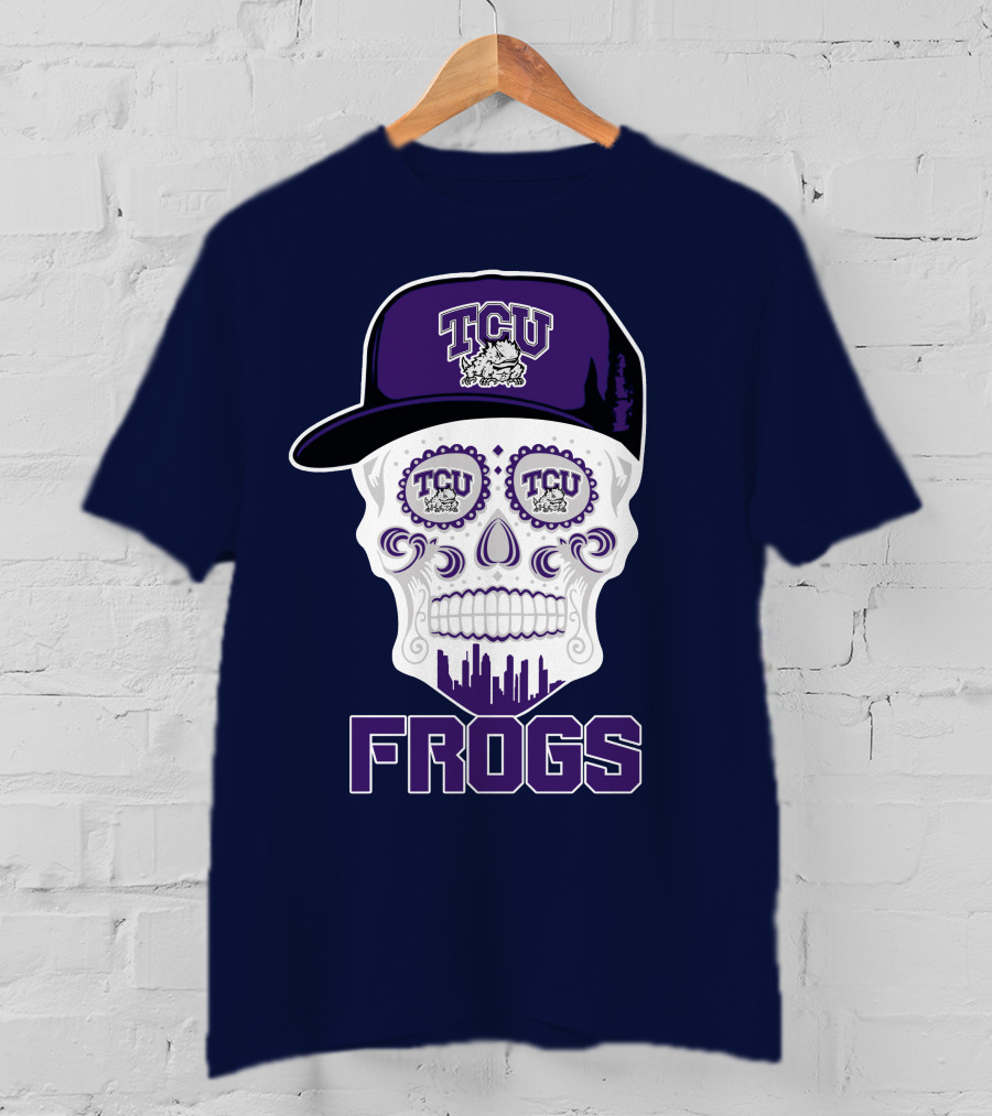 Tcu Horned Frogs Skull Logo With Cap T-Shirt