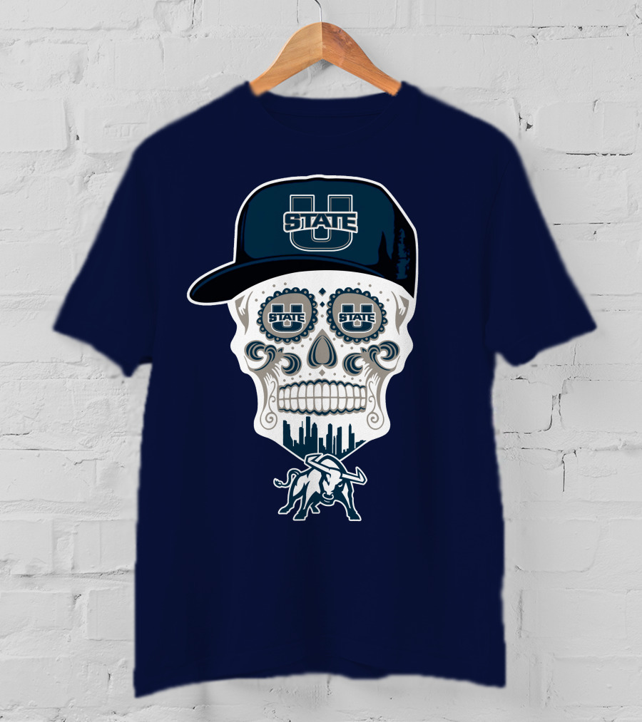 Utah State Aggies Skull Logo U State Hat And Bull T-Shirt