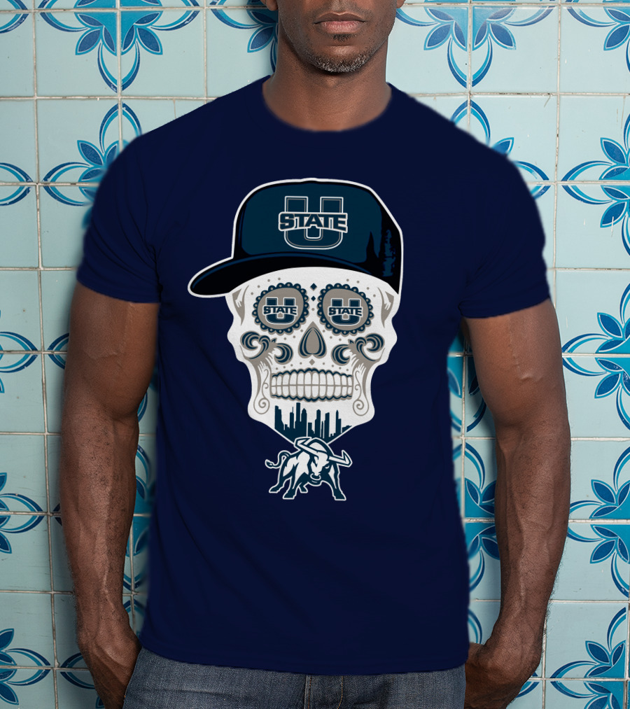 Utah State Aggies Skull Logo U State Hat And Bull T-Shirt