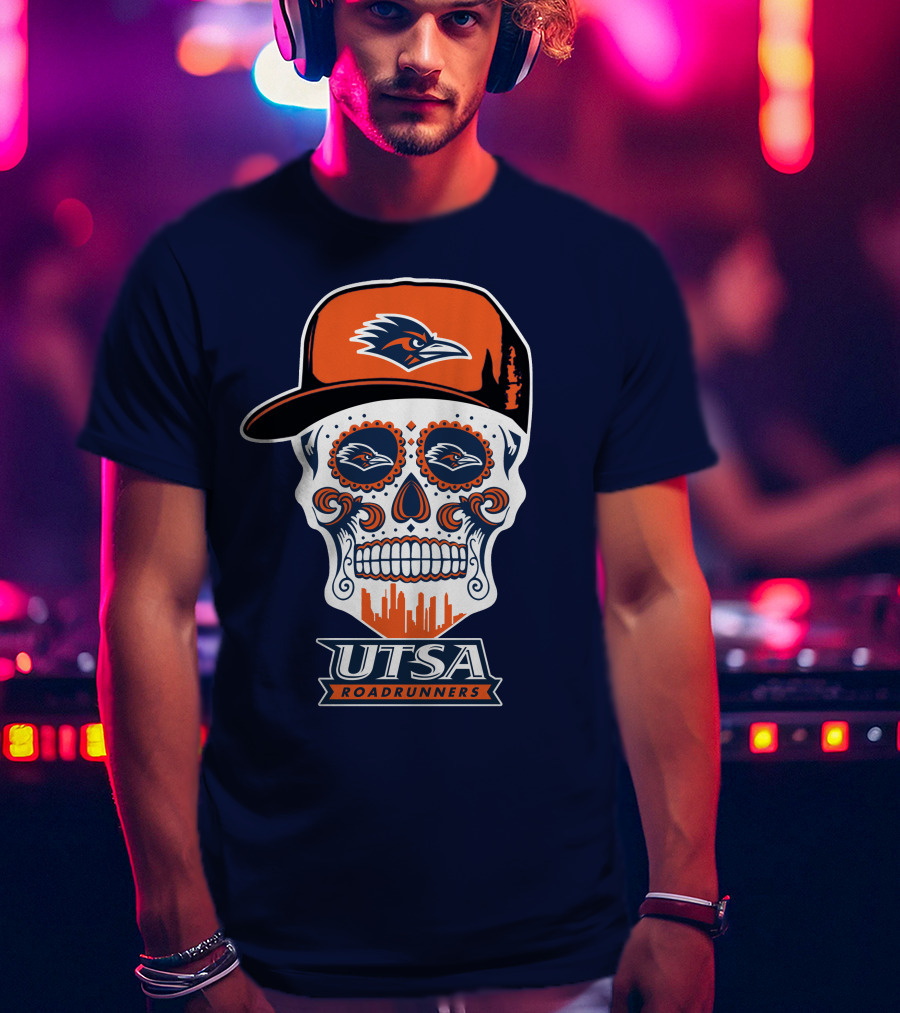 Utsa Roadrunners Sugar Skull Hat T-Shirt
