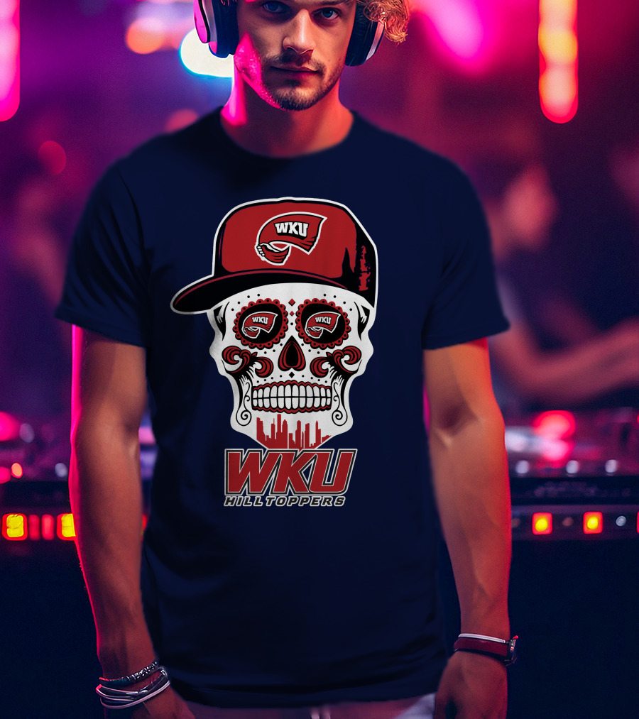Wku Hilltoppers Sugar Skull With Hat T-Shirt