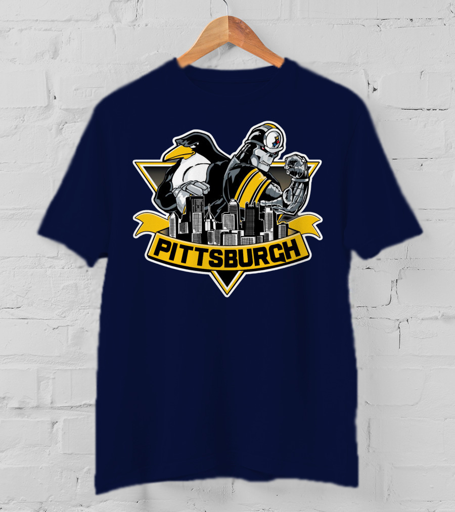 Pittsburgh Steelers Penguins Fusion Skyline T-Shirt