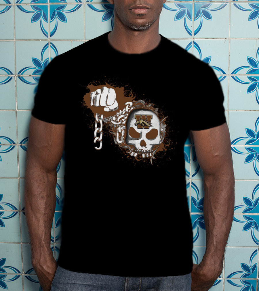 Western Michigan Broncos Skull And Chains Fist T-Shirt