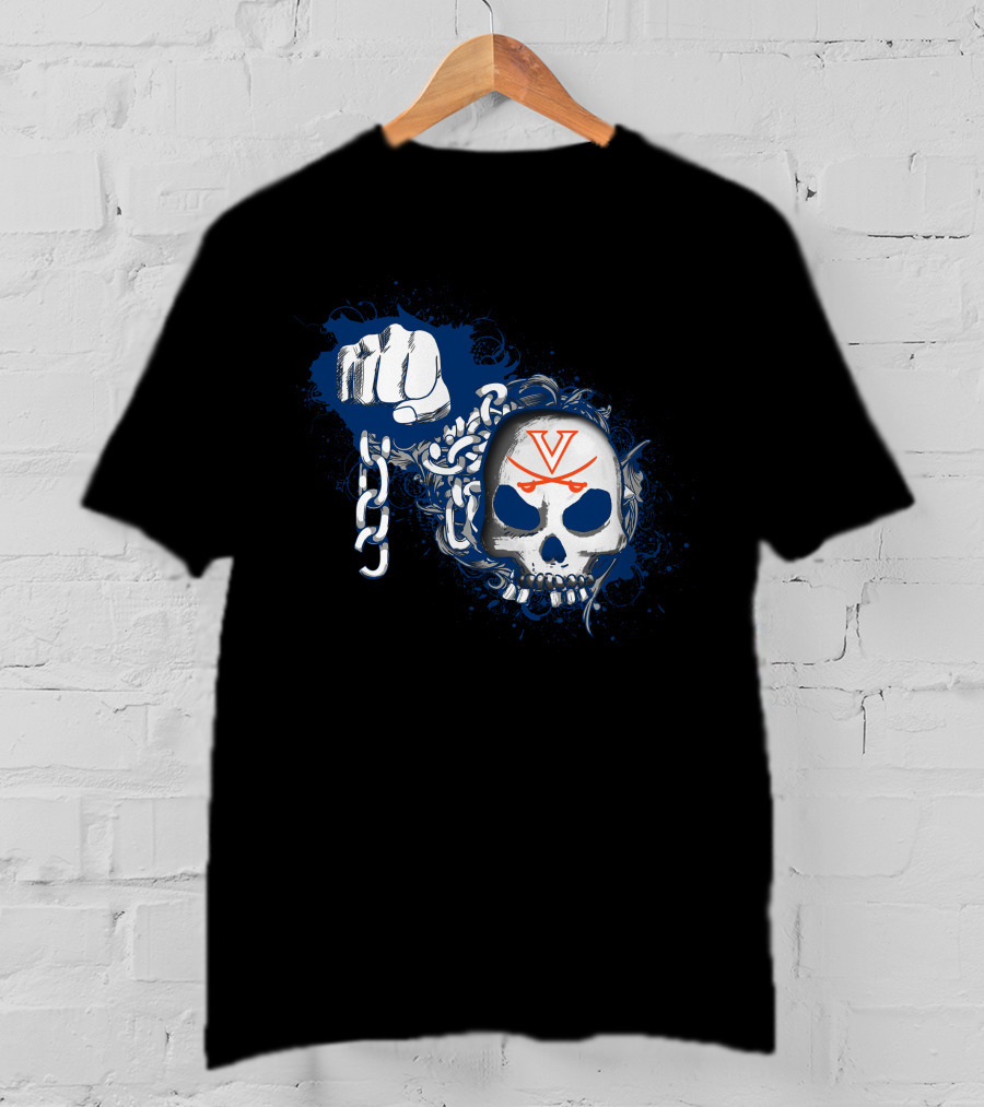 Virginia Cavaliers Skull And Chains Fist T-Shirt