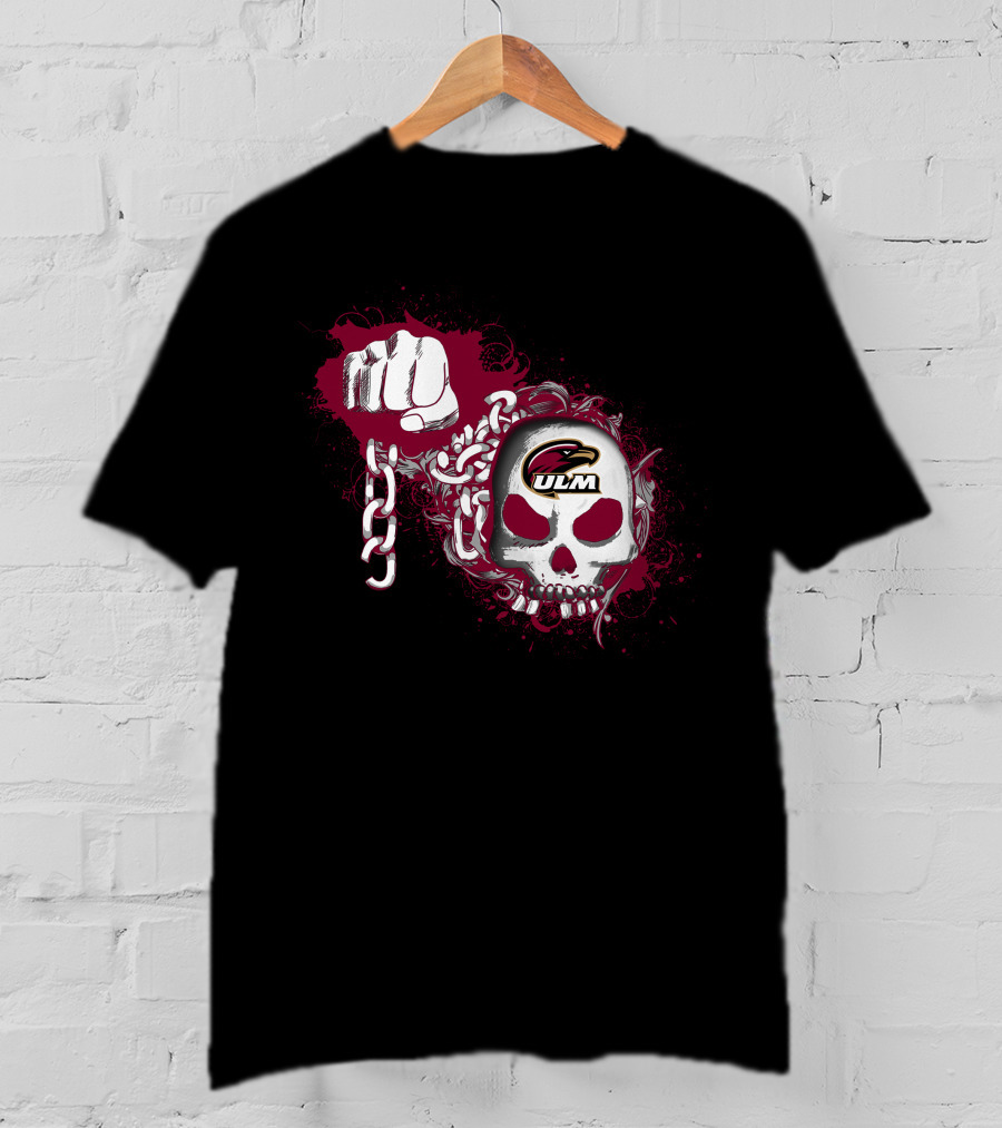 Ul Monroe Warhawks Ulm Skull Chains Fist T-Shirt