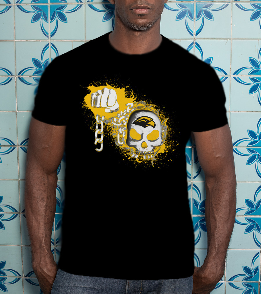 Southern Mississippi Golden Eagles Skull And Fist T-Shirt