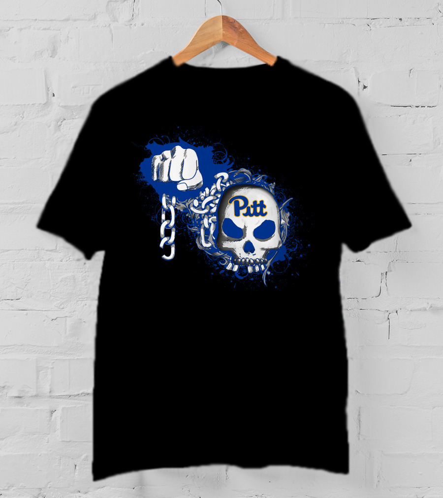 Pitt Panthers Skull And Chain Fist T-Shirt