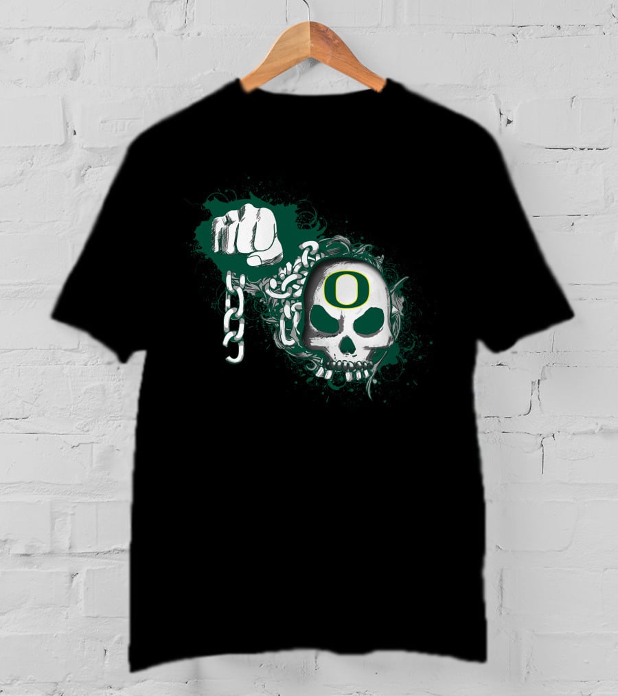Oregon Ducks Skull And Chains Fist T-Shirt