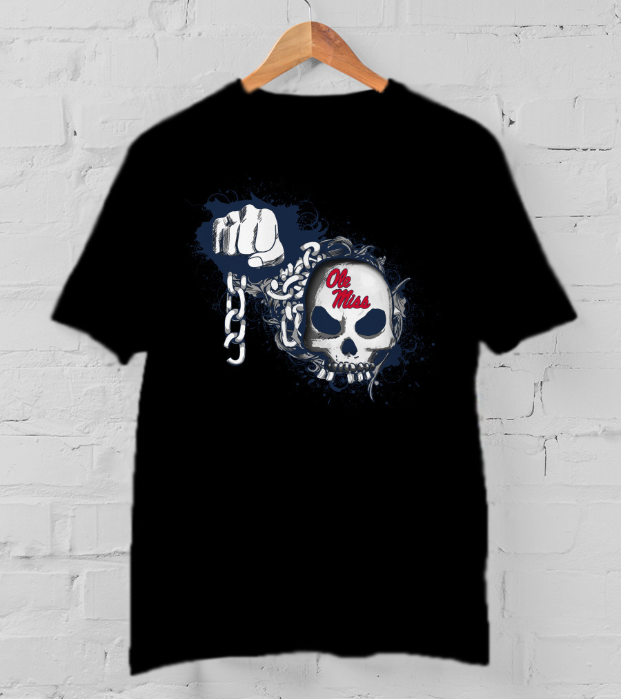 Ole Miss Rebels Skull And Chains Fist T-Shirt