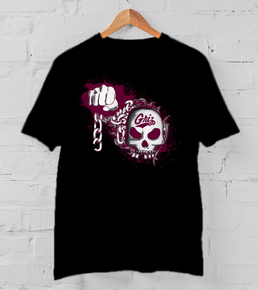 Montana Grizzlies Griz Skull And Chain Fist T-Shirt