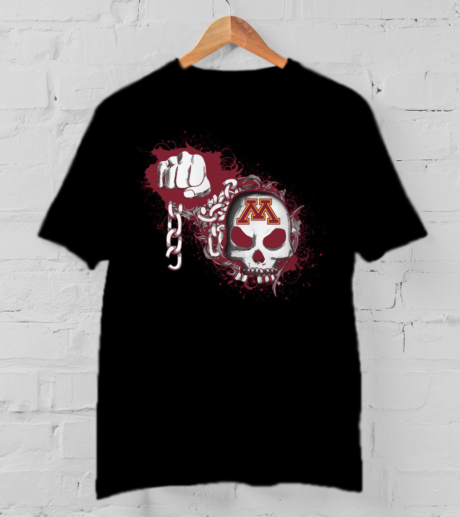 Minnesota Golden Gophers Skull With Chains And Fist T-Shirt
