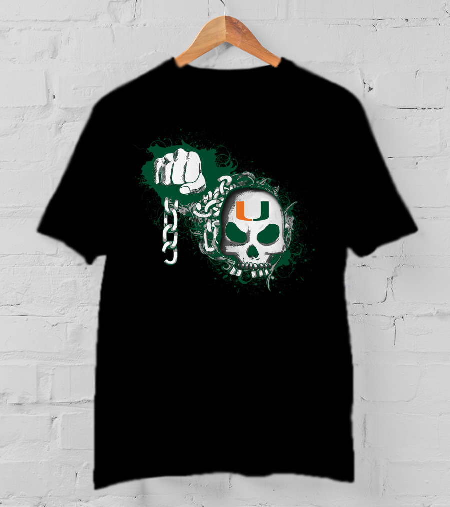 Miami Hurricanes Skull And Fist Chain T-Shirt