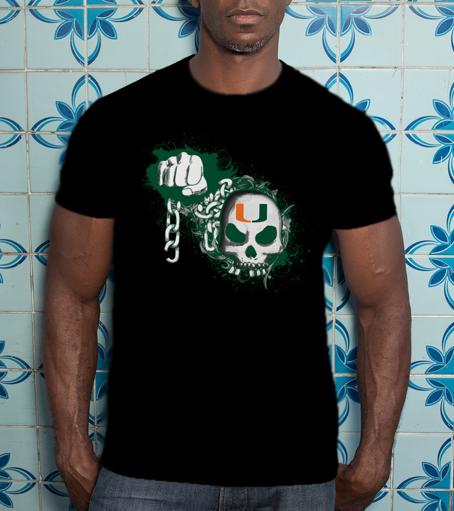 Miami Hurricanes Skull And Fist Chain T-Shirt