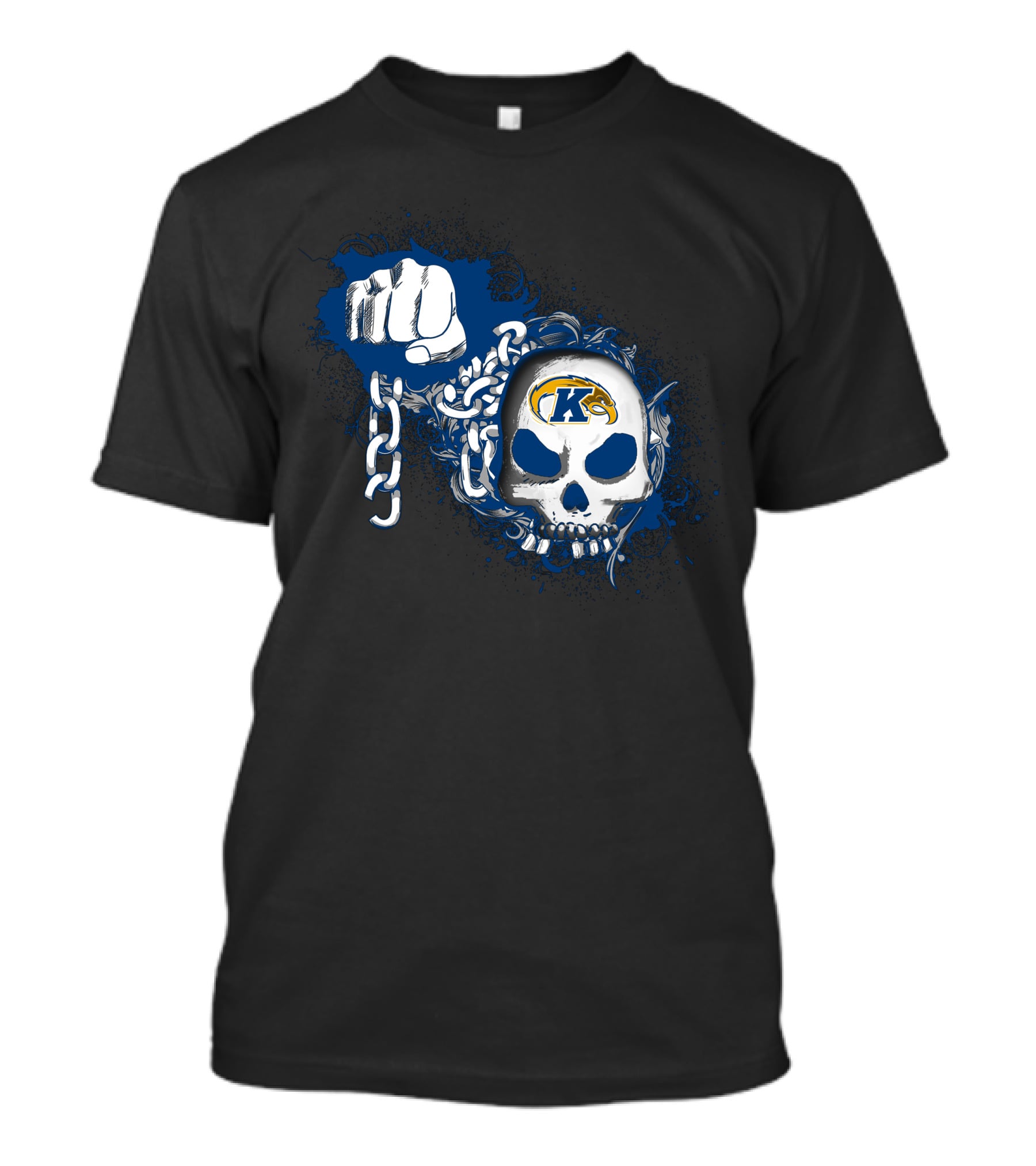 Kent State Golden Flashes Skull With Chains And Fist T-Shirt