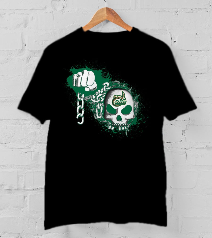 Charlotte 49ers Skull And Chains Fist T-Shirt