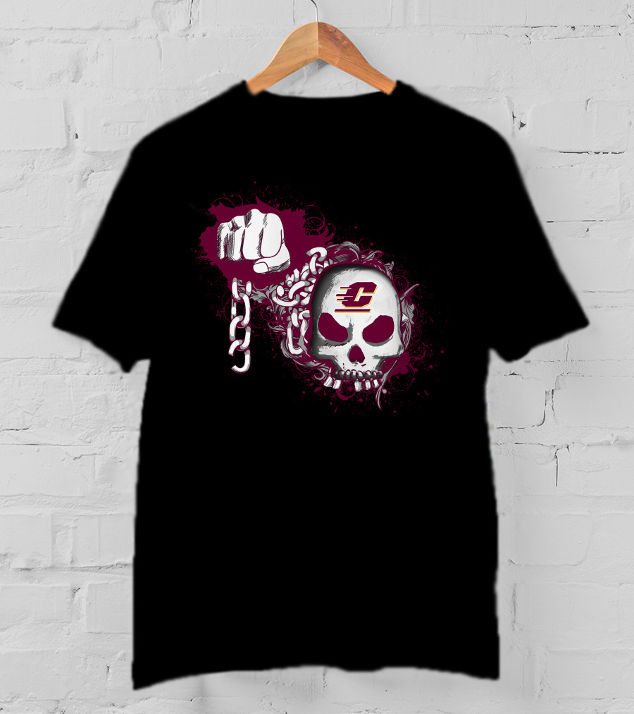 Central Michigan Chippewas Skull And Chain T-Shirt