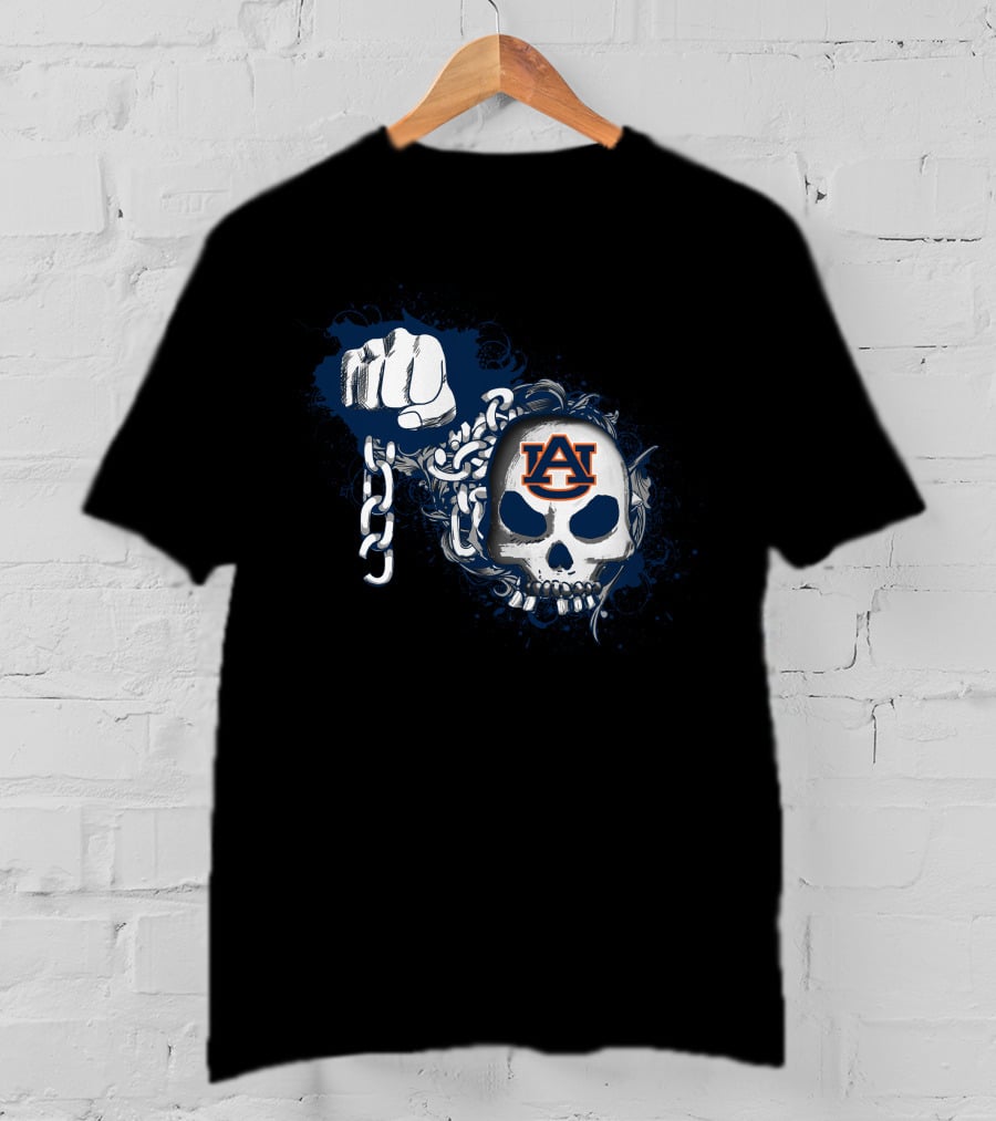 Auburn Tigers Skull With Chains And Fist T-Shirt