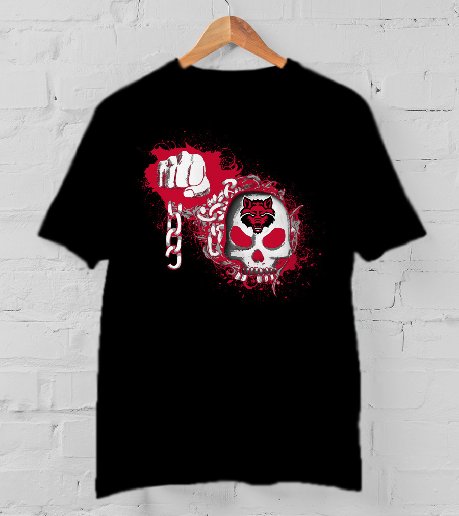 Arkansas State Red Wolves Skull And Chain T-Shirt