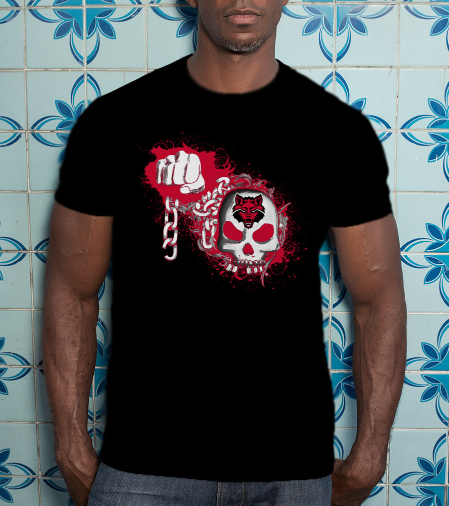 Arkansas State Red Wolves Skull And Chain T-Shirt