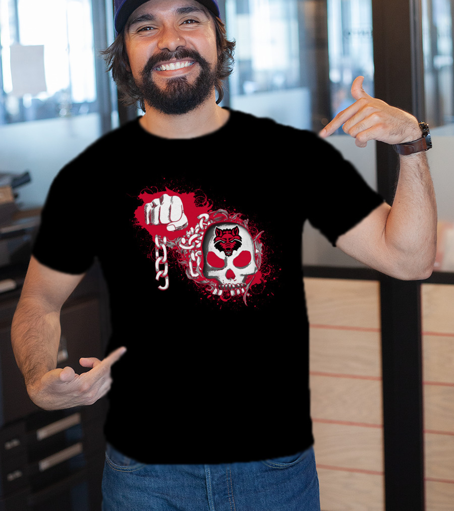 Arkansas State Red Wolves Skull And Chain T-Shirt