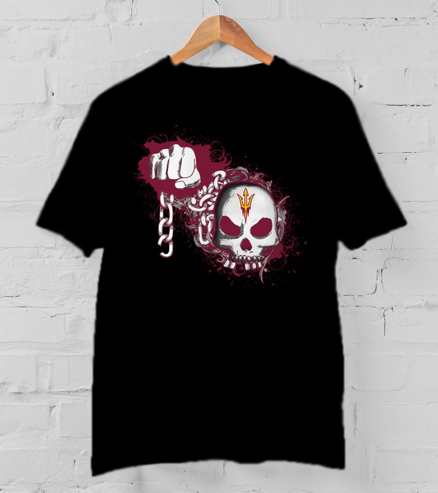 Arizona State Sun Devils Skull Fist And Chains T-Shirt