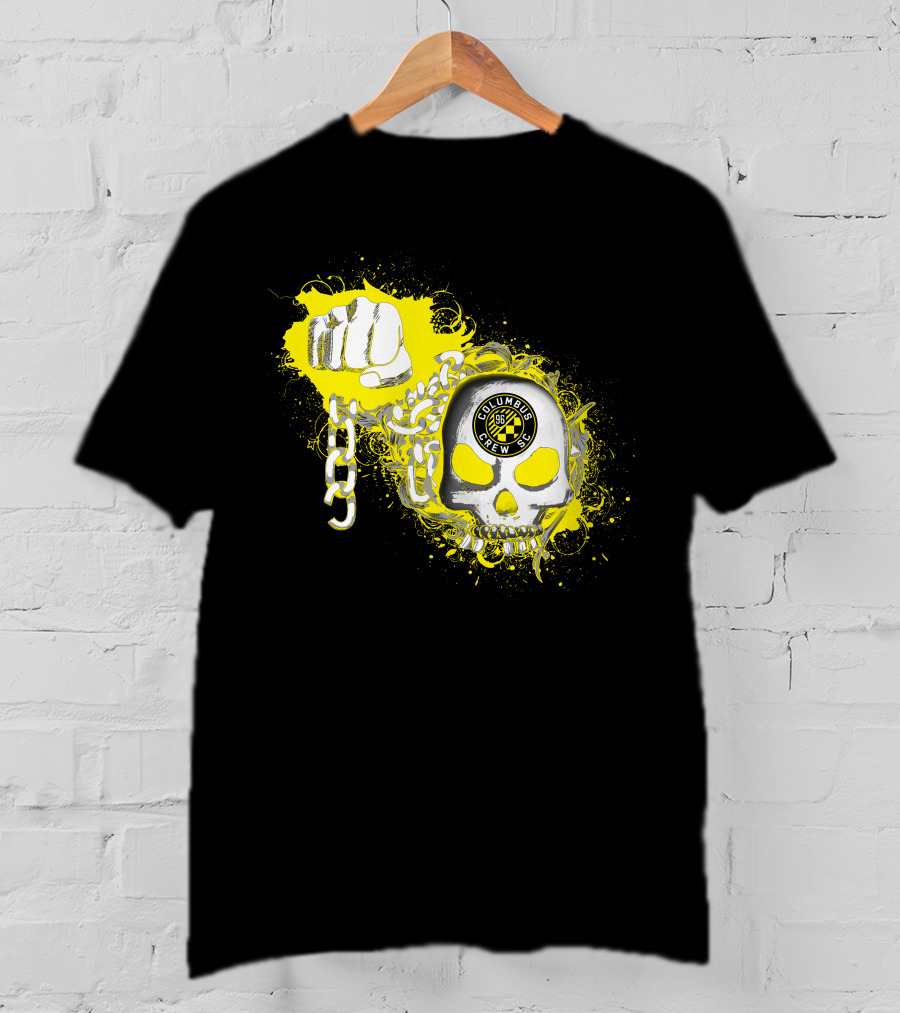 Columbus Crew Sc Skull Fist Chain Yellow Burst T-Shirt