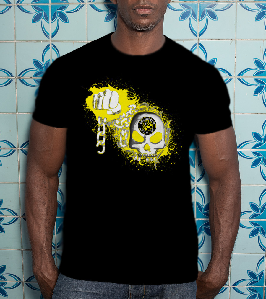 Columbus Crew Sc Skull Fist Chain Yellow Burst T-Shirt