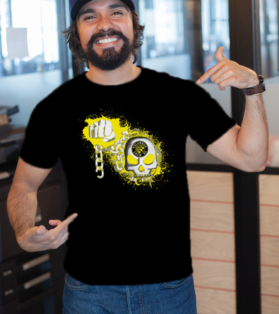Columbus Crew Sc Skull Fist Chain Yellow Burst T-Shirt