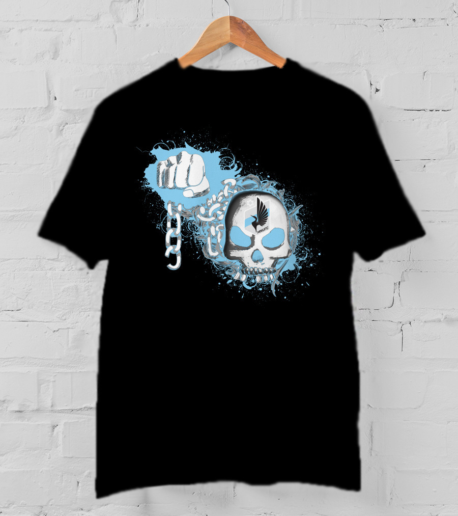 Fist Breaking Chains With Skull And Minnesota United Fc T-Shirt