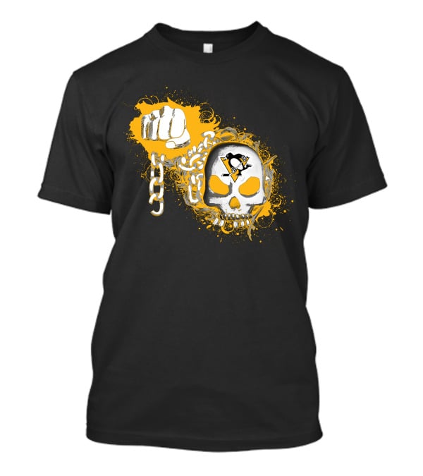 Pittsburgh Penguins Skull And Fist With Chain T-Shirt