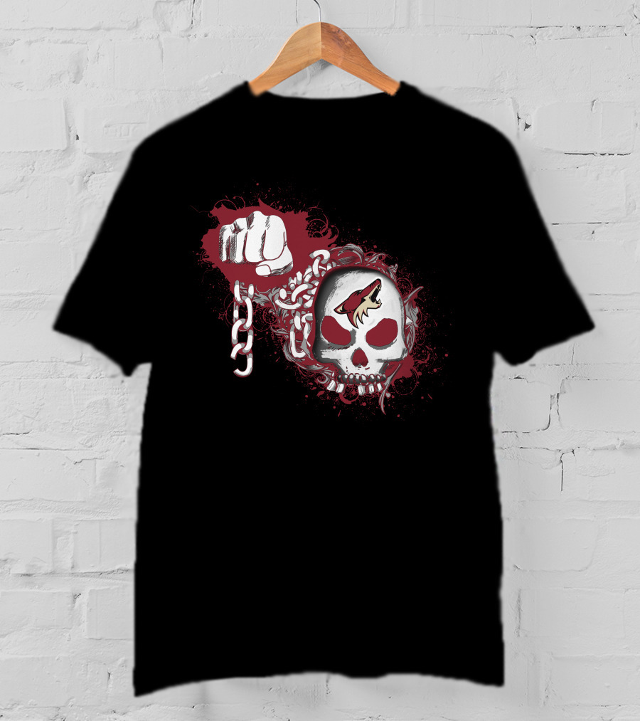 Arizona Coyotes Skull Logo With Fist And Chain T-Shirt