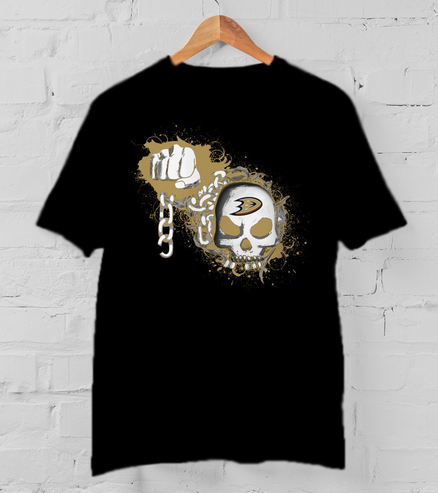 Anaheim Ducks Skull Fist Chain T-Shirt