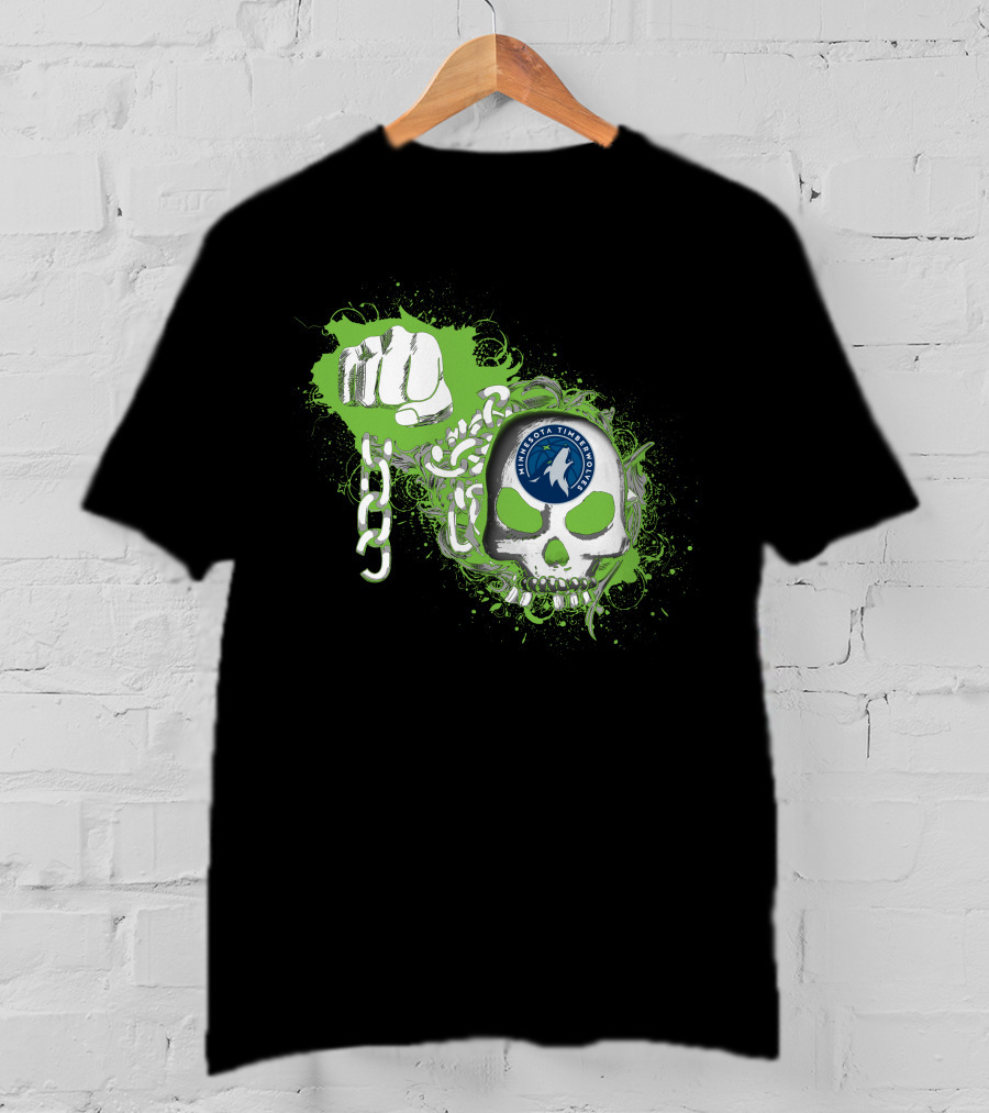 Minnesota Timberwolves Skull Fist And Chains T-Shirt