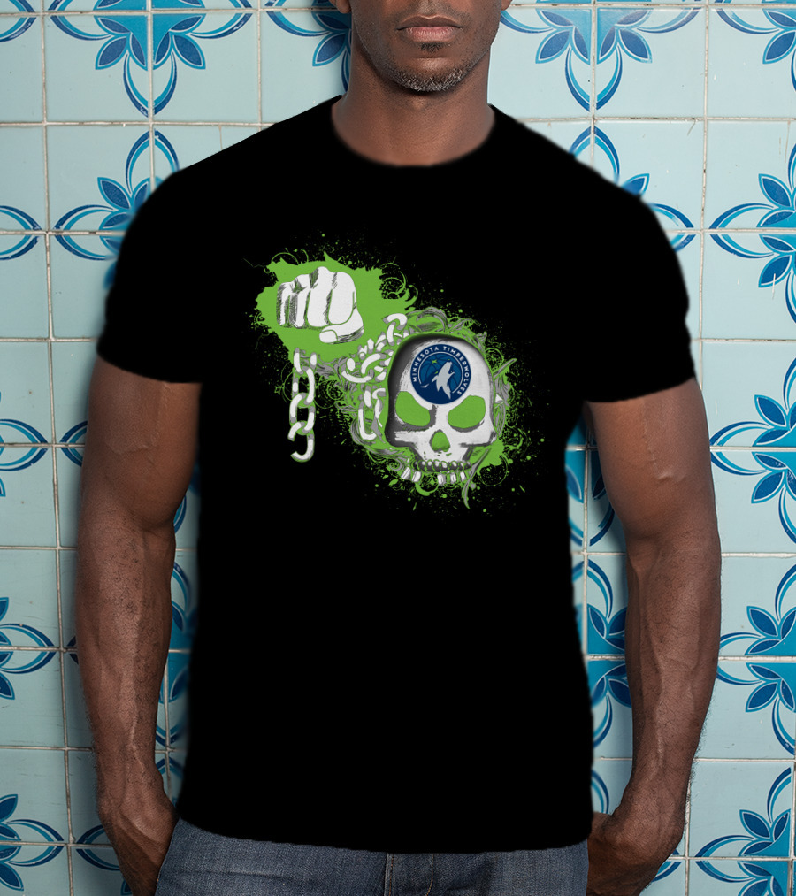 Minnesota Timberwolves Skull Fist And Chains T-Shirt