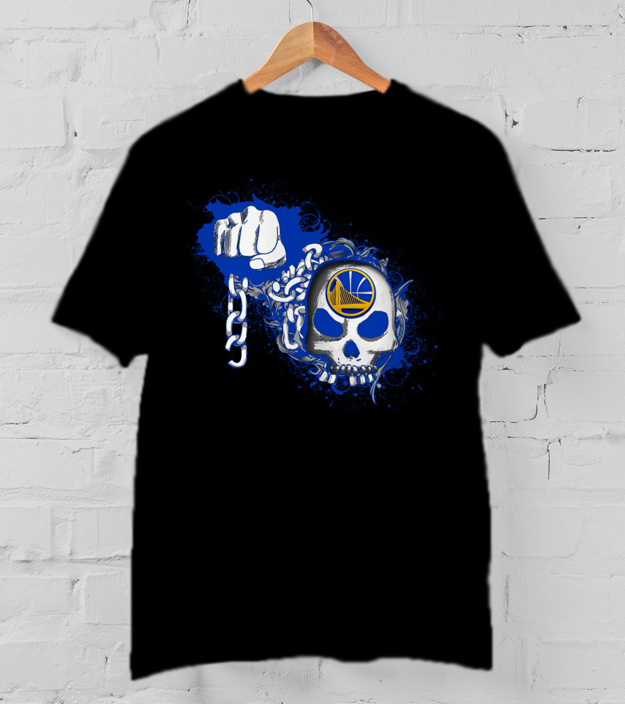 Warriors Skull And Chain Blue Fist Graphic 186 T-Shirt