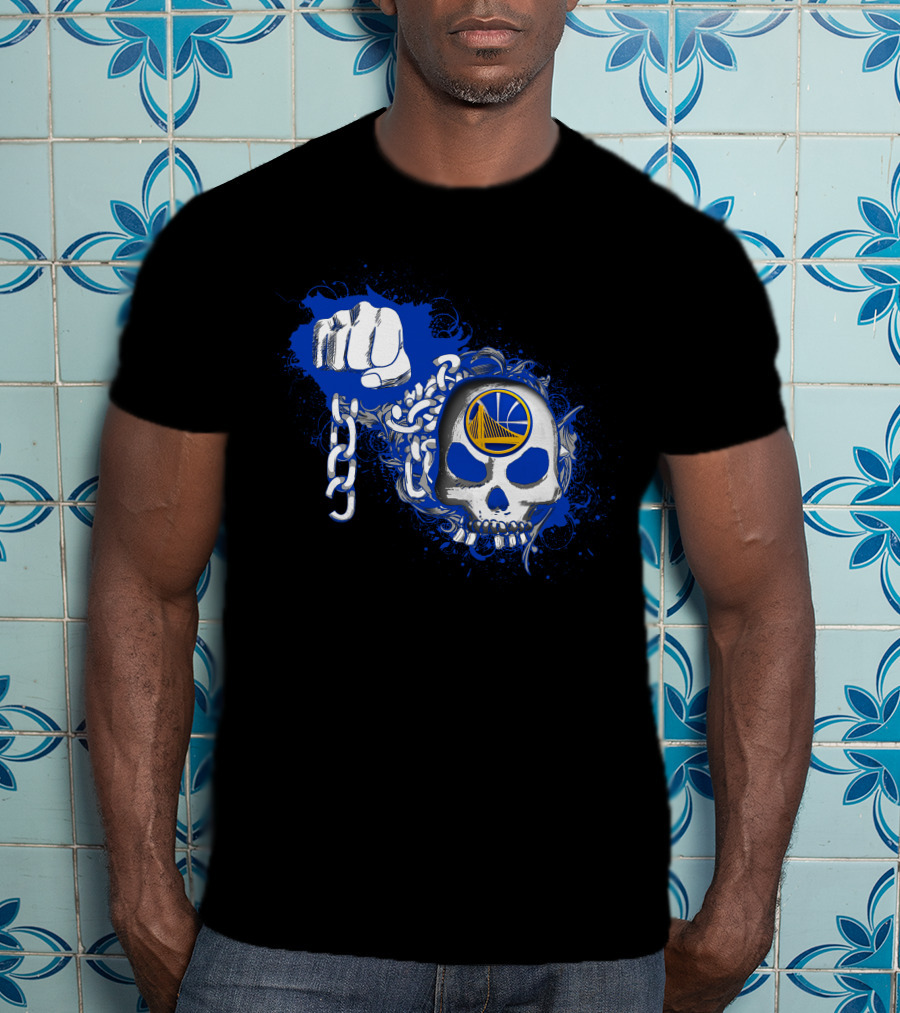 Warriors Skull And Chain Blue Fist Graphic 186 T-Shirt