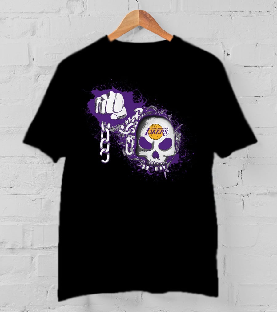 Los Angeles Lakers Skull And Chains Fist T-Shirt