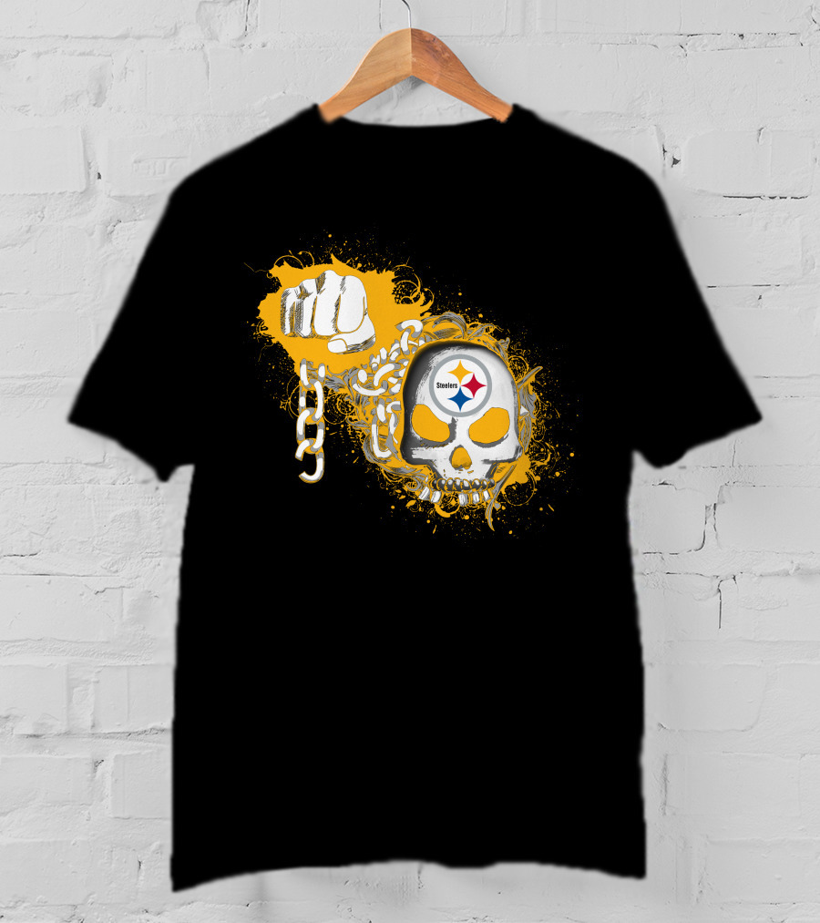 Pittsburgh Steelers Skull Fist Chain T-Shirt