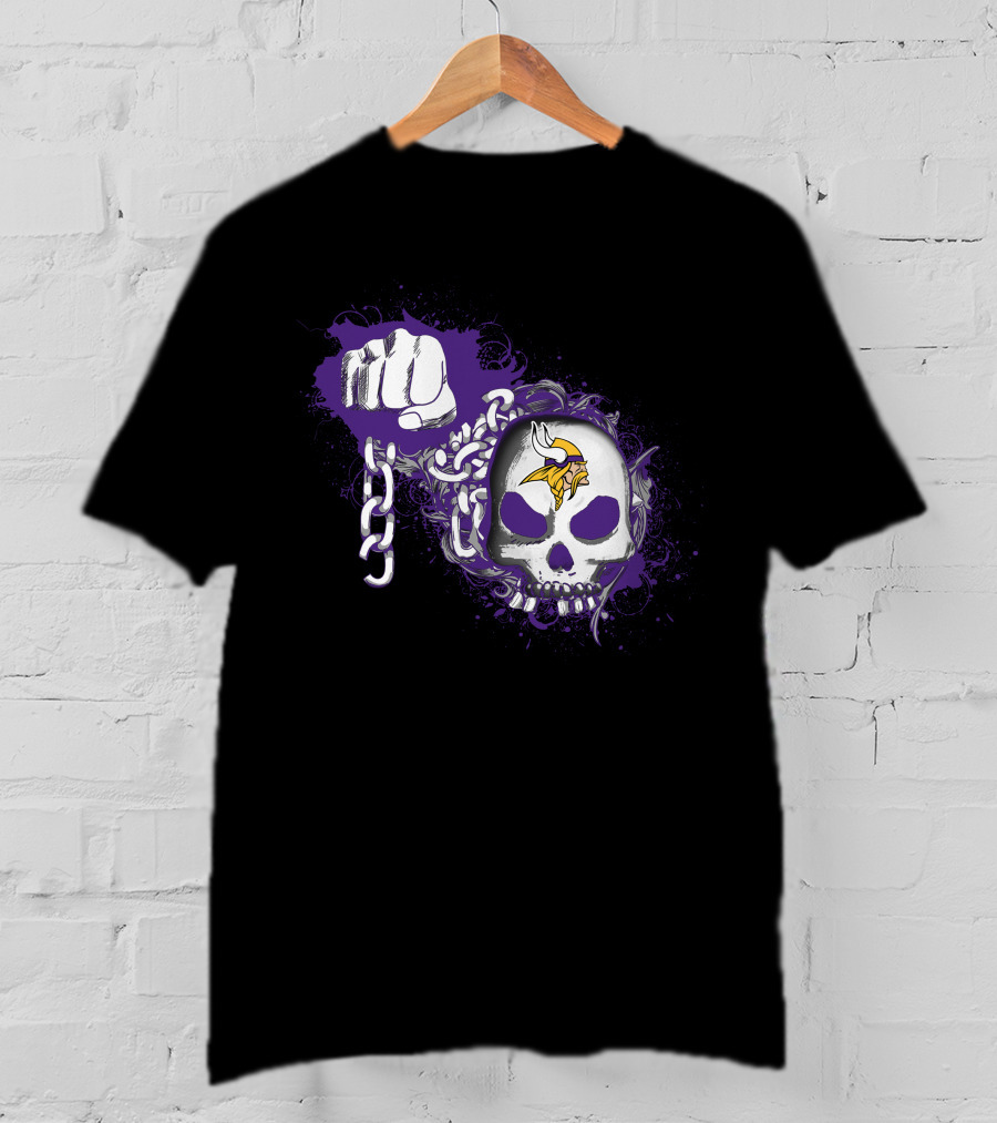 Minnesota Vikings Skull And Chains Fist T-Shirt