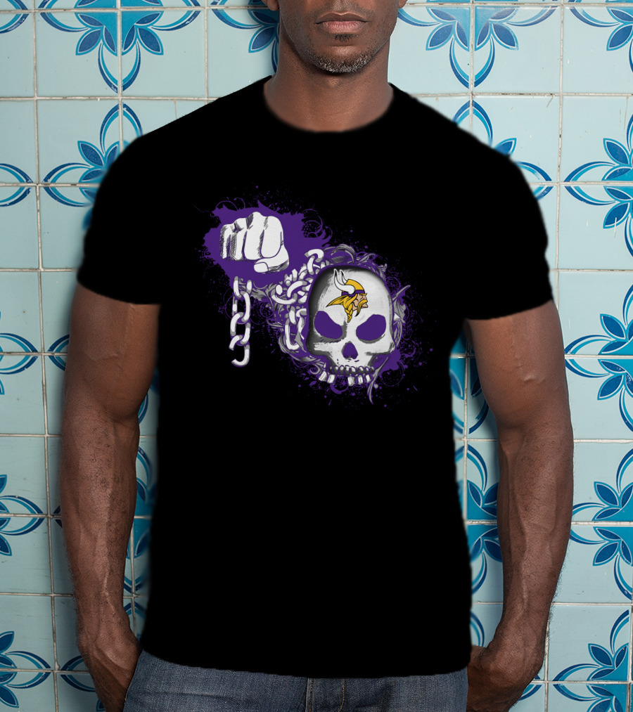 Minnesota Vikings Skull And Chains Fist T-Shirt