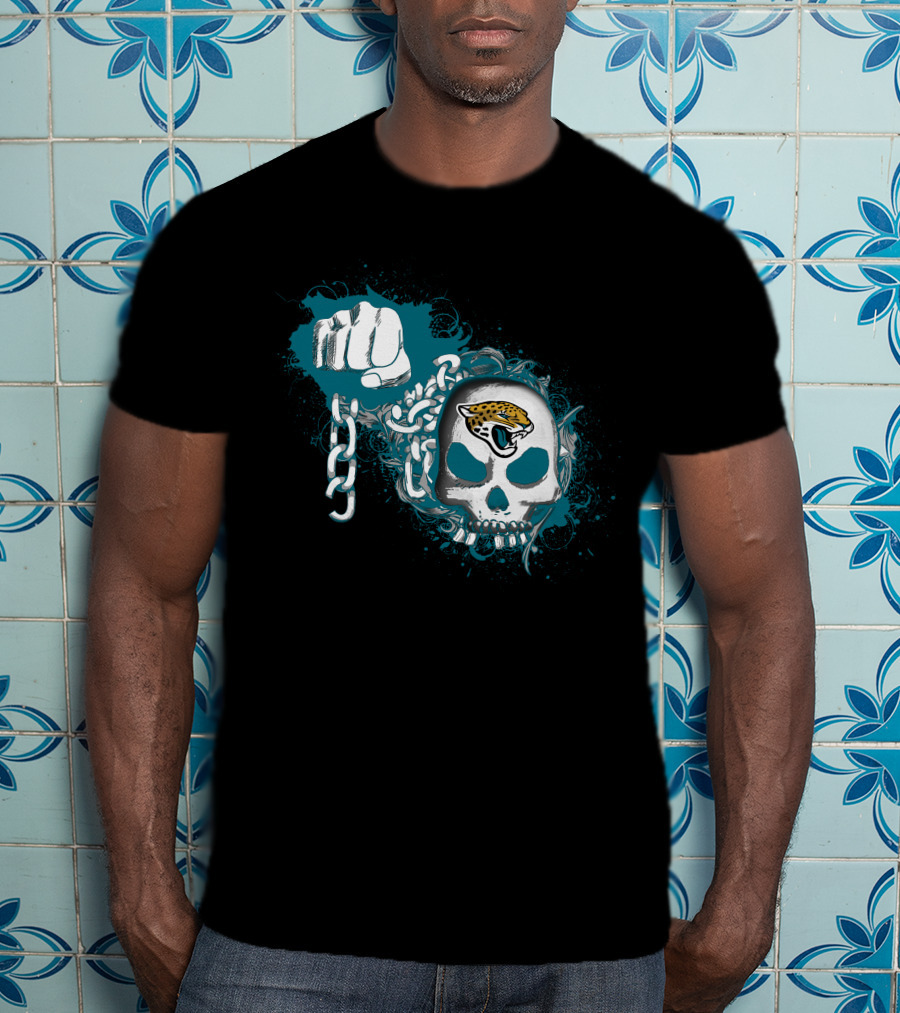 Jacksonville Jaguars Skull Fist Chain T-Shirt