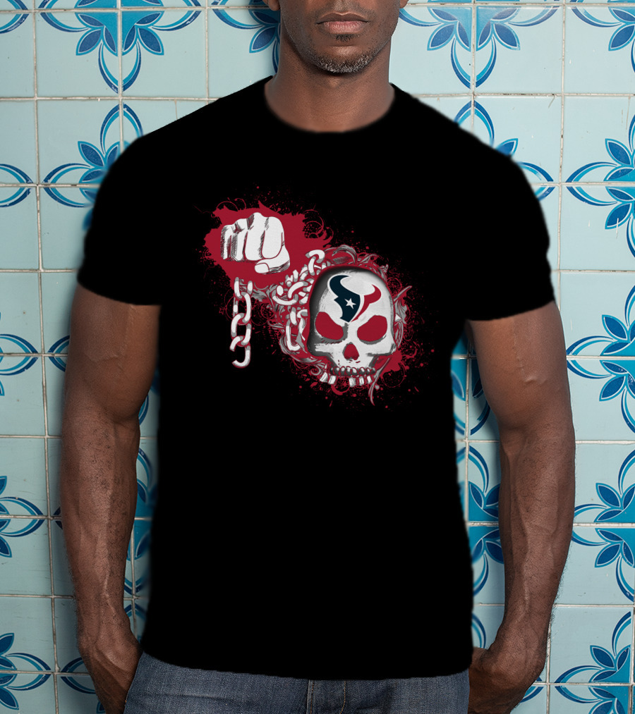 Houston Texans Skull Chains Fist T-Shirt