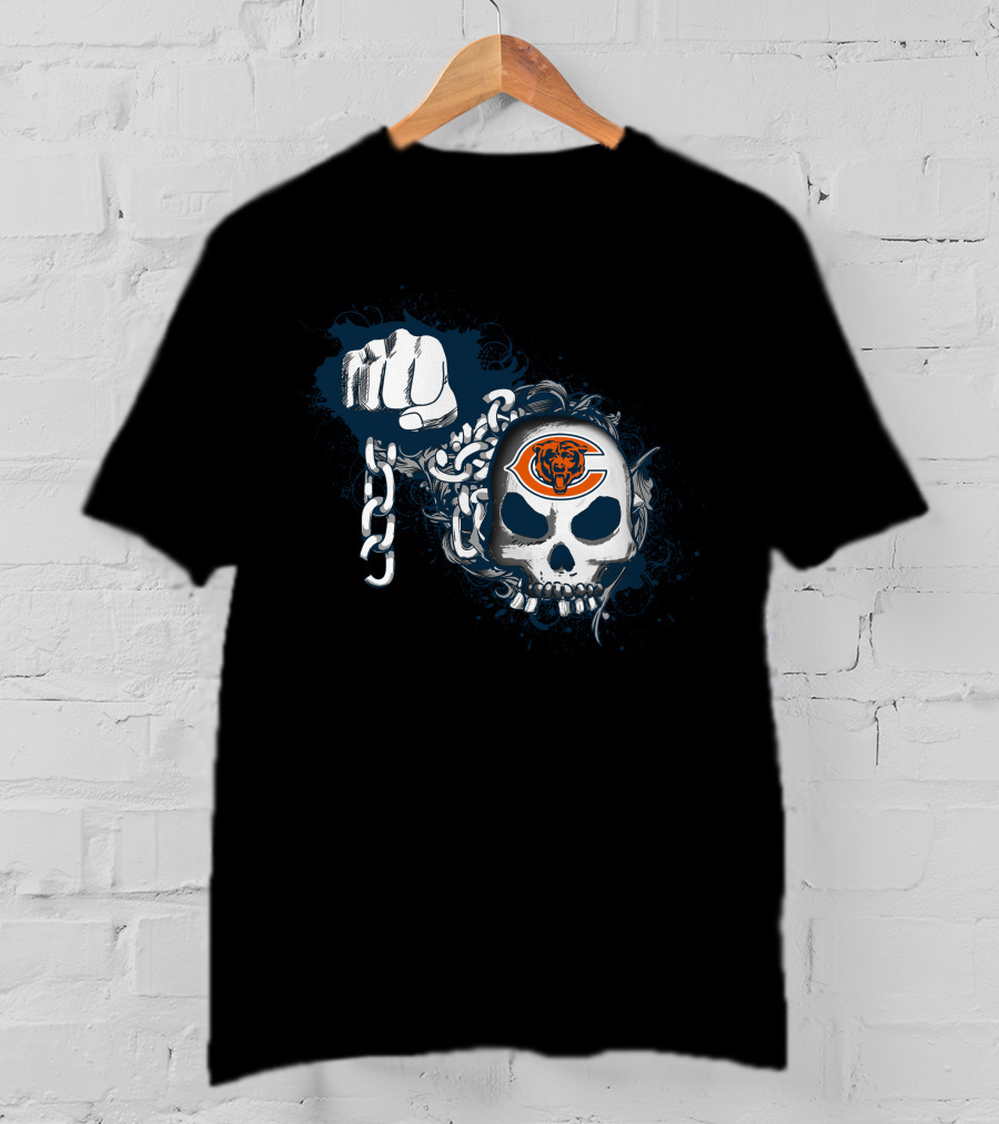 Chicago Bears Skull Chain Fist T-Shirt