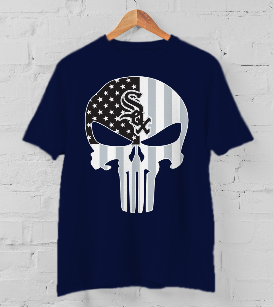 Chicago White Sox American Flag Punisher Skull T-Shirt