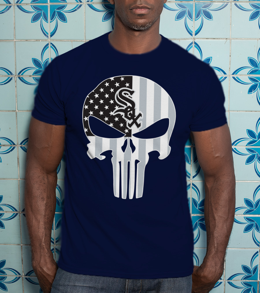 Chicago White Sox American Flag Punisher Skull T-Shirt